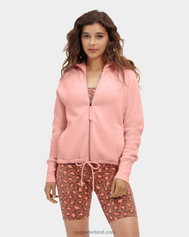 vrouwen roze opaal UGG Oaklynn hoodie met volledige rits 686ZP102