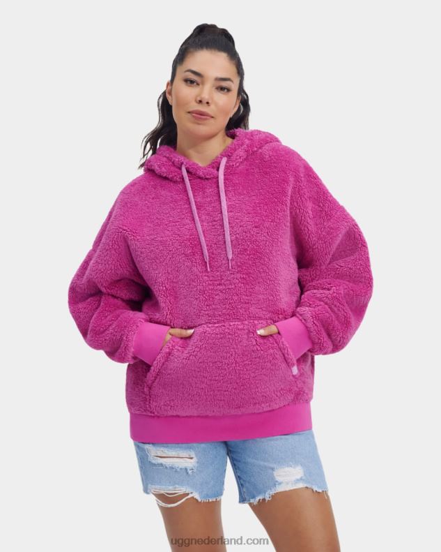 vrouwen solferino roze UGG loyra sherpa hoodie 686ZP1278