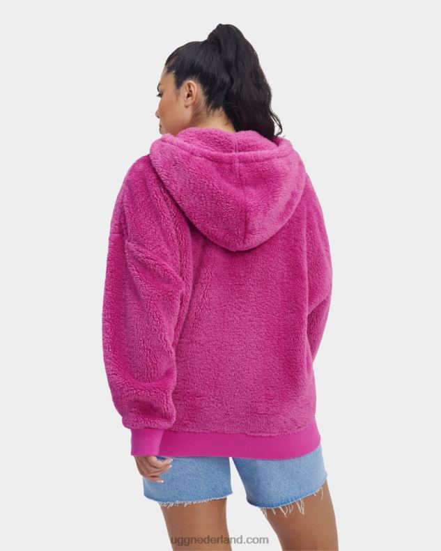 vrouwen solferino roze UGG loyra sherpa hoodie 686ZP1278