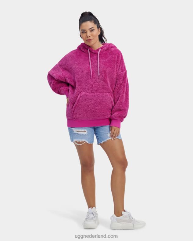 vrouwen solferino roze UGG loyra sherpa hoodie 686ZP1278