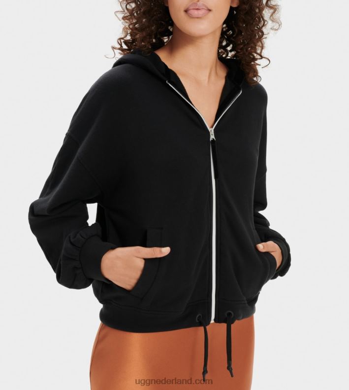 vrouwen zwart UGG abbi hoodie met halve maanmouwen 686ZP1368
