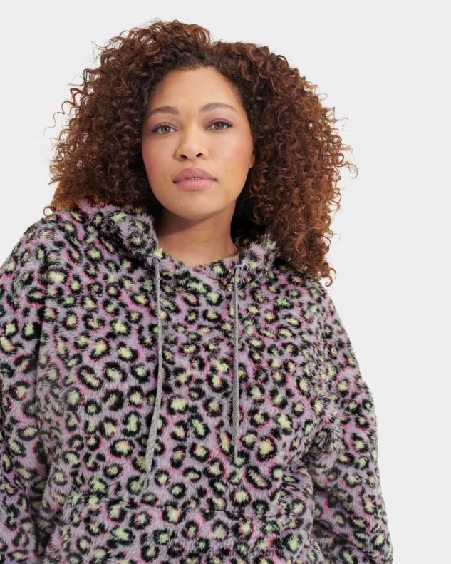 vrouwen zwart vlekkerig UGG loyra sherpa hoodie 686ZP1283