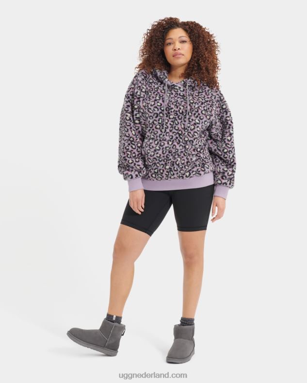 vrouwen zwart vlekkerig UGG loyra sherpa hoodie 686ZP1283