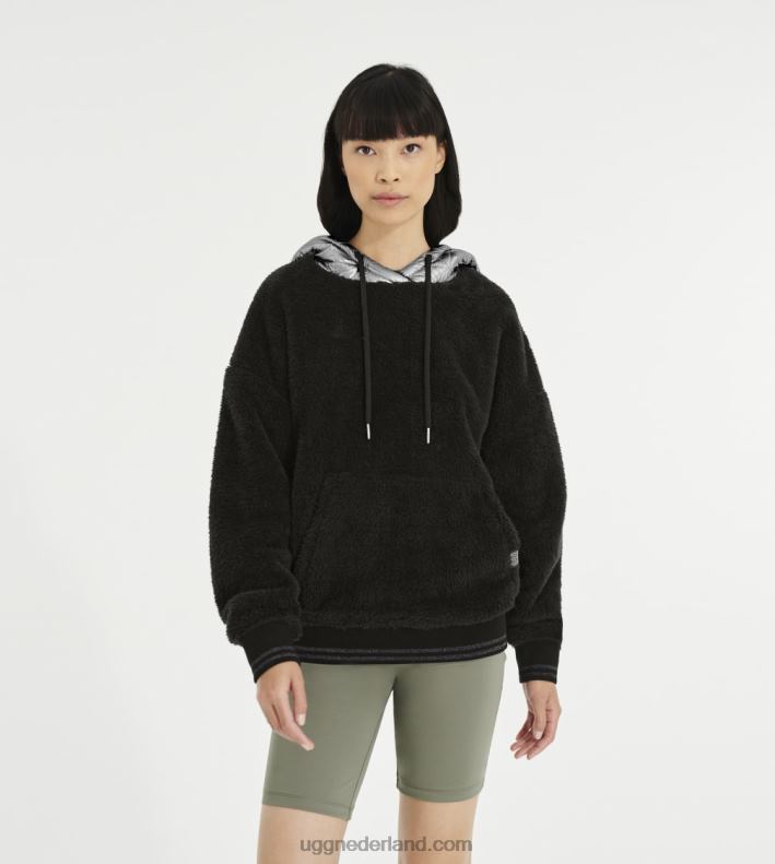 vrouwen zwart zilver UGG loyra sherpa hoodie metallic 686ZP1374