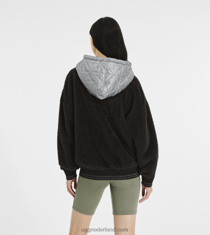 vrouwen zwart zilver UGG loyra sherpa hoodie metallic 686ZP1374