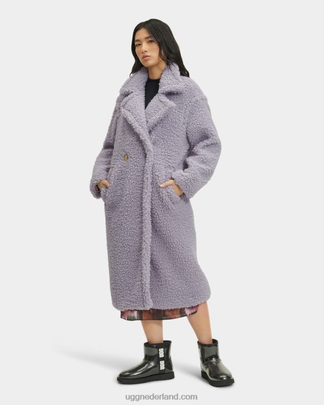vrouwen bewolkt grijs UGG gertrude lange teddy jas 686ZP168
