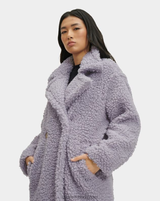 vrouwen bewolkt grijs UGG gertrude lange teddy jas 686ZP168