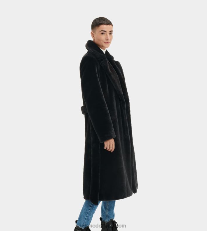vrouwen inkt zwart UGG lucinda lange jas van imitatiebont 686ZP1190