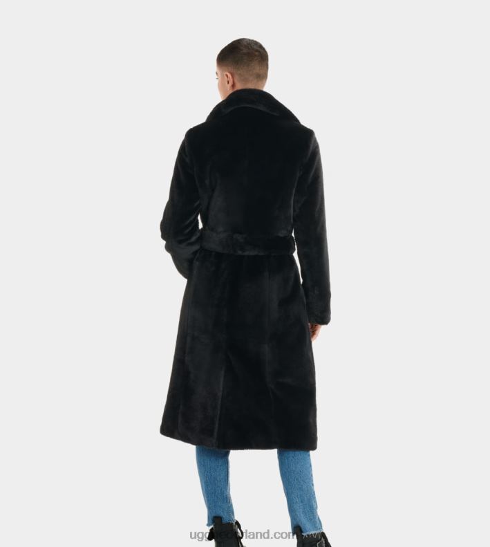 vrouwen inkt zwart UGG lucinda lange jas van imitatiebont 686ZP1190