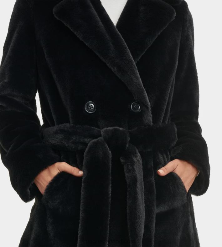 vrouwen inkt zwart UGG lucinda lange jas van imitatiebont 686ZP1190
