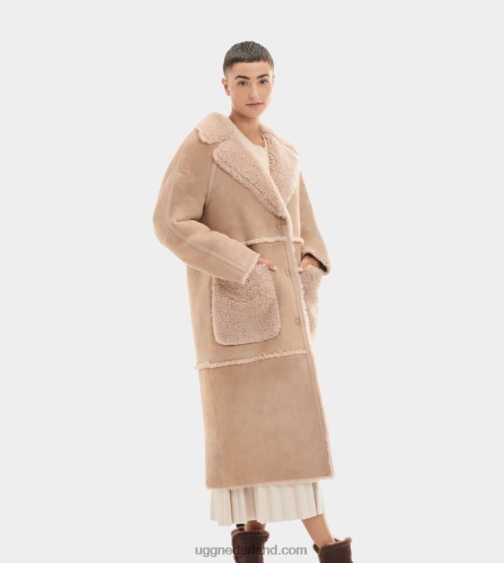 vrouwen sandelhout UGG fayre twinface schapenvacht jas 686ZP1169