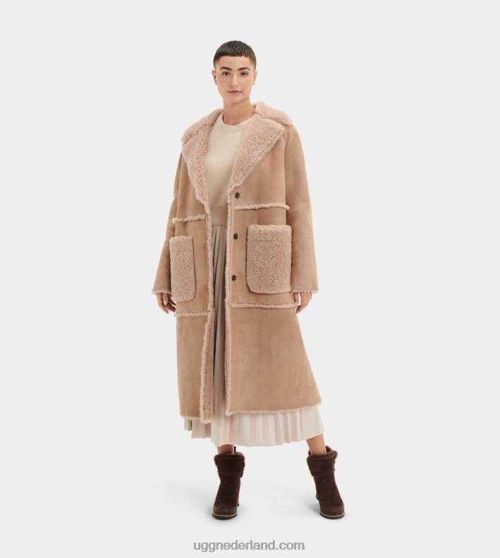 vrouwen sandelhout UGG fayre twinface schapenvacht jas 686ZP1169