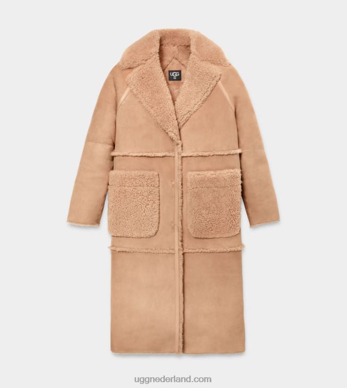 vrouwen sandelhout UGG fayre twinface schapenvacht jas 686ZP1169
