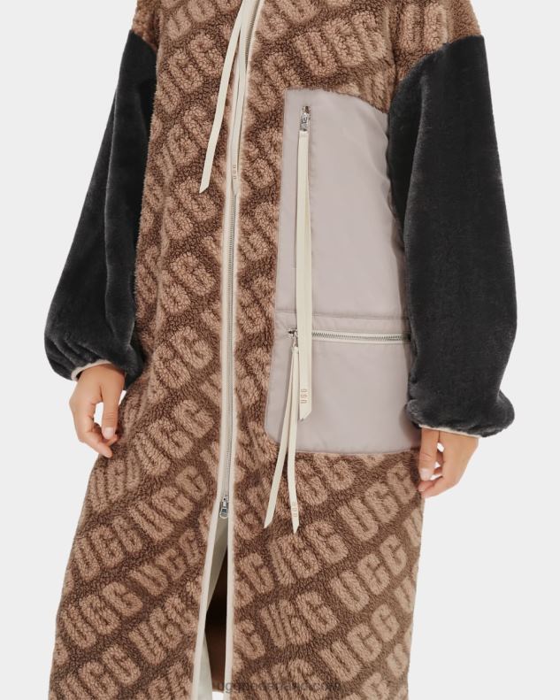 vrouwen schildpad logo UGG marlene sherpa lange jas 686ZP1337