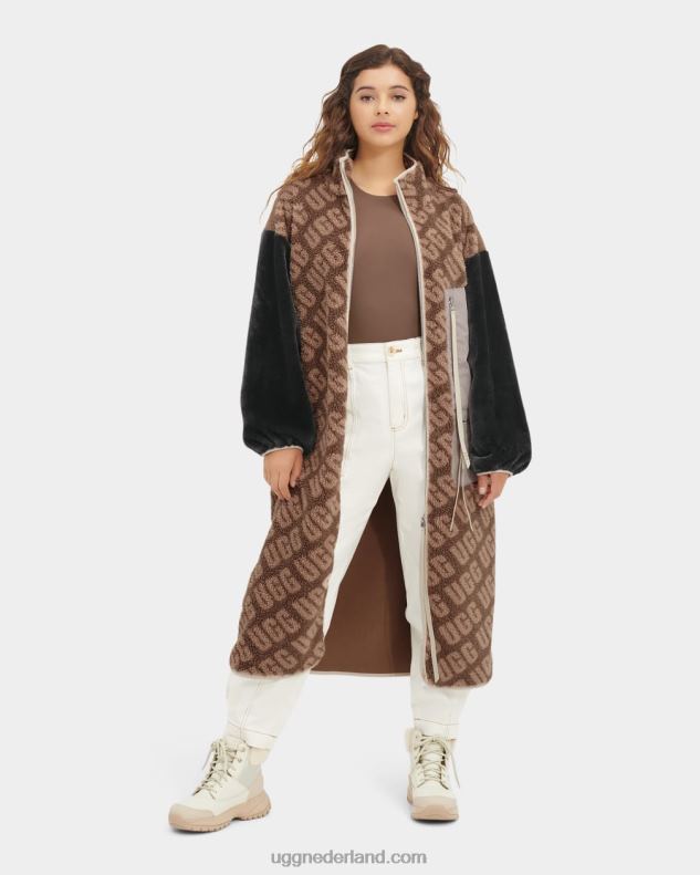 vrouwen schildpad logo UGG marlene sherpa lange jas 686ZP1337