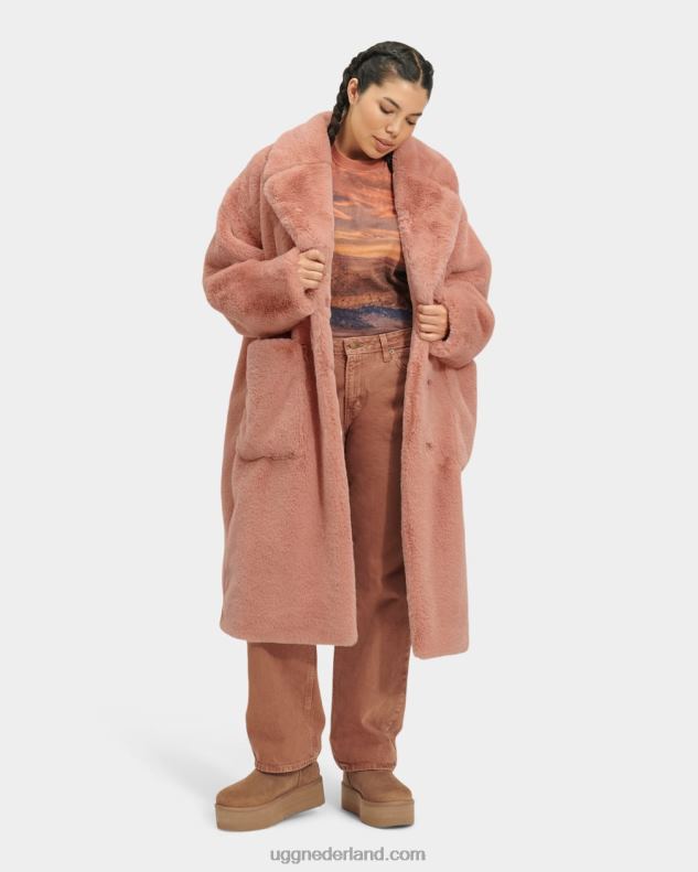 vrouwen verbrand koraal UGG avaline nep bontjas 686ZP1271