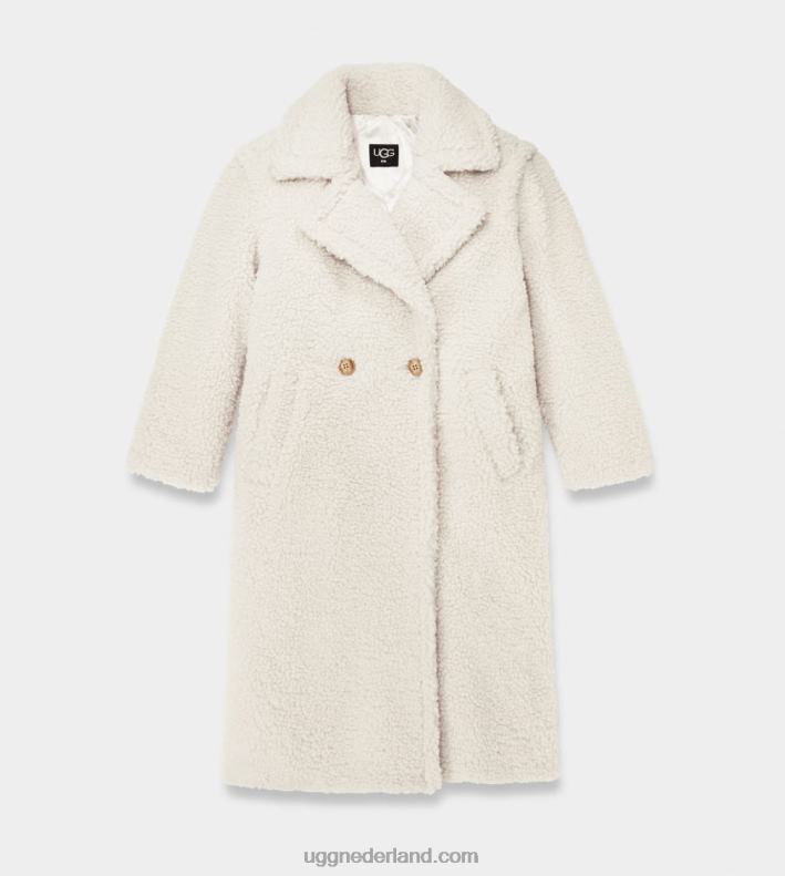 vrouwen winters wit UGG gertrude lange teddy jas 686ZP2074