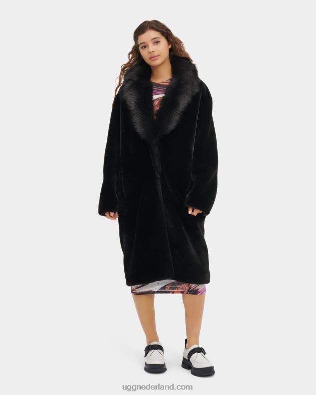 vrouwen zwart UGG audree schapenvacht jas 686ZP163