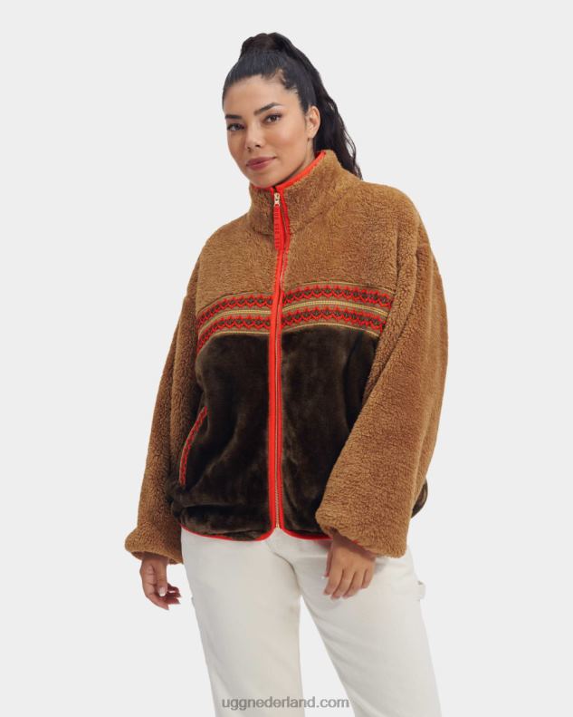 vrouwen kastanje erfgoed vlecht UGG marlene sherpa jas erfgoed gevlochten 686ZP2167