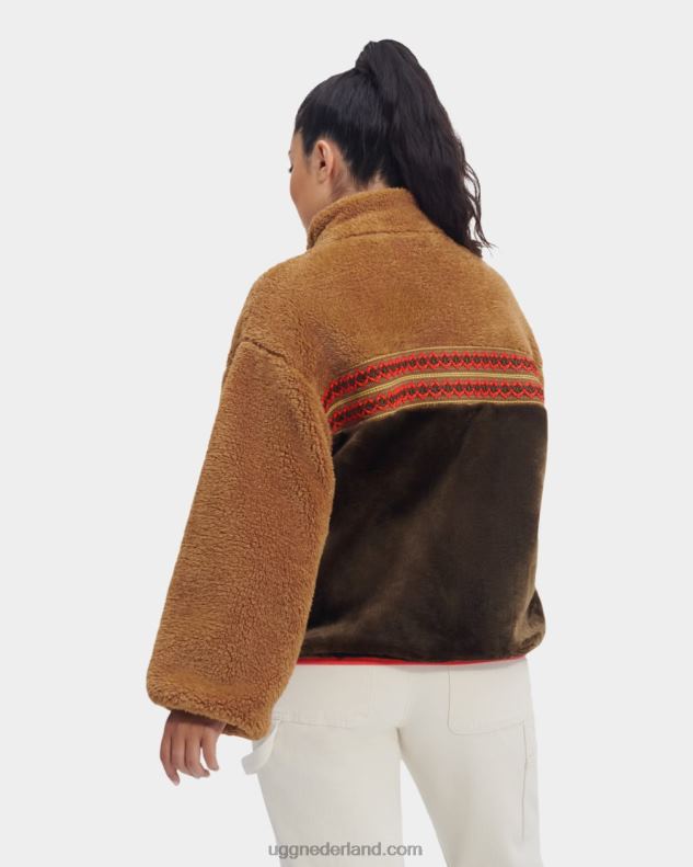 vrouwen kastanje erfgoed vlecht UGG marlene sherpa jas erfgoed gevlochten 686ZP2167