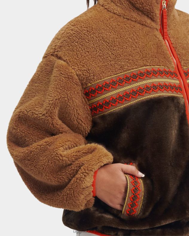 vrouwen kastanje erfgoed vlecht UGG marlene sherpa jas erfgoed gevlochten 686ZP2167
