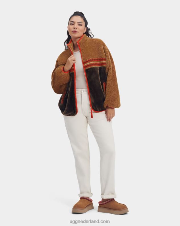 vrouwen kastanje erfgoed vlecht UGG marlene sherpa jas erfgoed gevlochten 686ZP2167