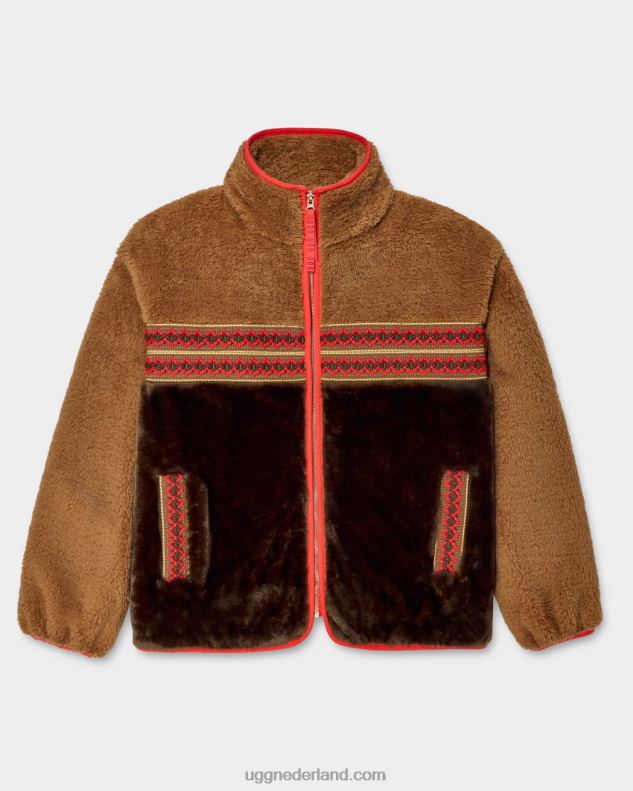 vrouwen kastanje erfgoed vlecht UGG marlene sherpa jas erfgoed gevlochten 686ZP2167