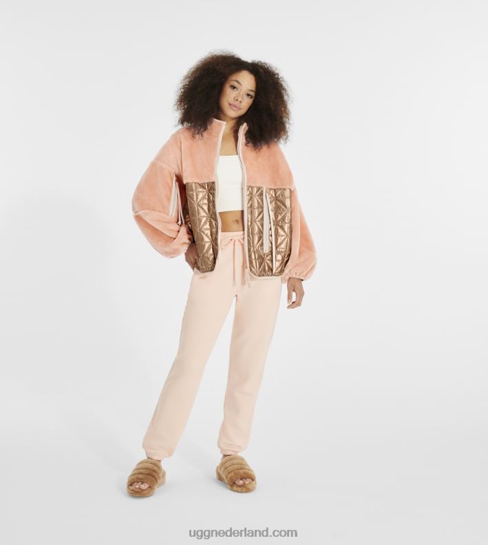 vrouwen roze schemer/rosé goud UGG marlene gewatteerde jas metallic 686ZP1372