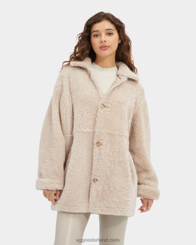vrouwen zand UGG faydon omkeerbare shearling jas 686ZP2268