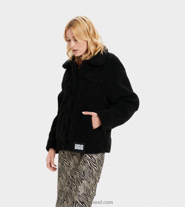 vrouwen zwart UGG frankie sherpa truckerjack 686ZP991