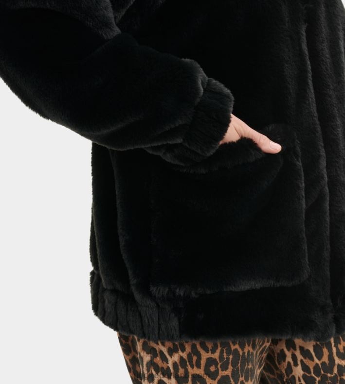 vrouwen zwart UGG jas van imitatiebont van kianna 686ZP1165