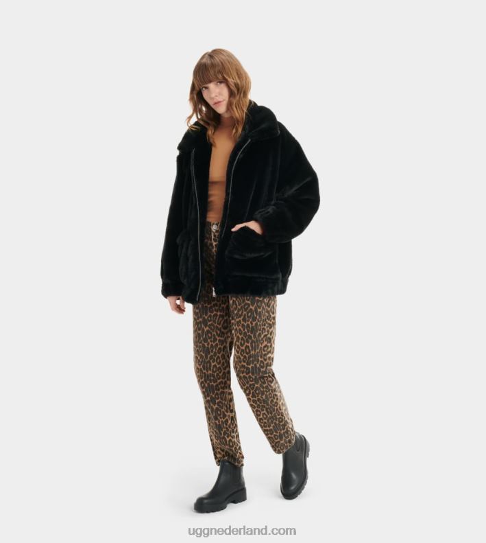 vrouwen zwart UGG jas van imitatiebont van kianna 686ZP1165