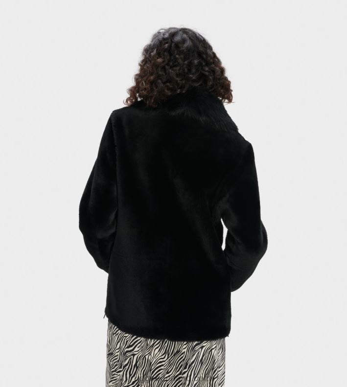 vrouwen zwart UGG nadine korte shearling jas 686ZP185