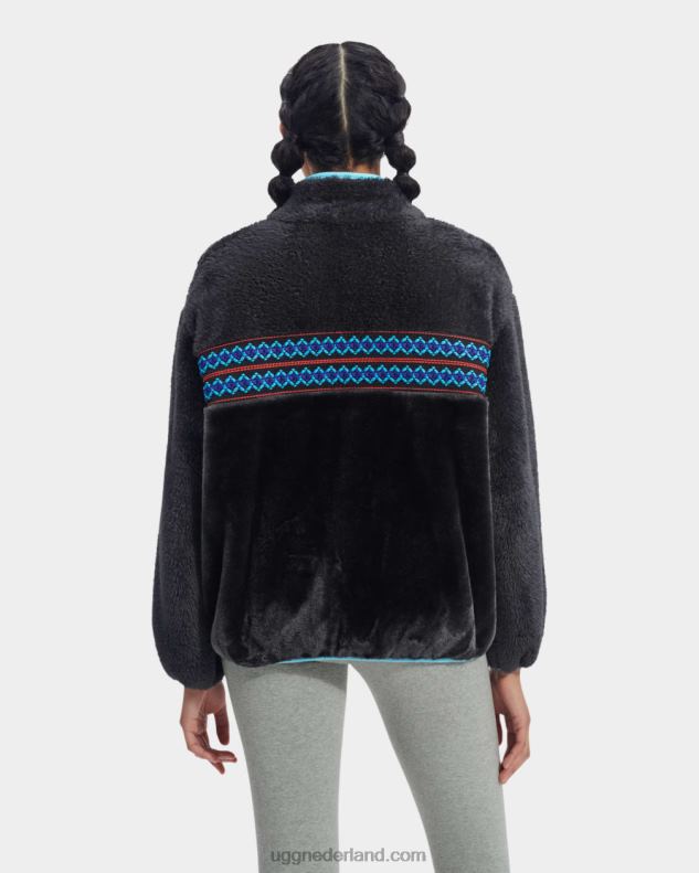 vrouwen zwarte erfgoedvlecht UGG marlene sherpa jas erfgoed gevlochten 686ZP2168