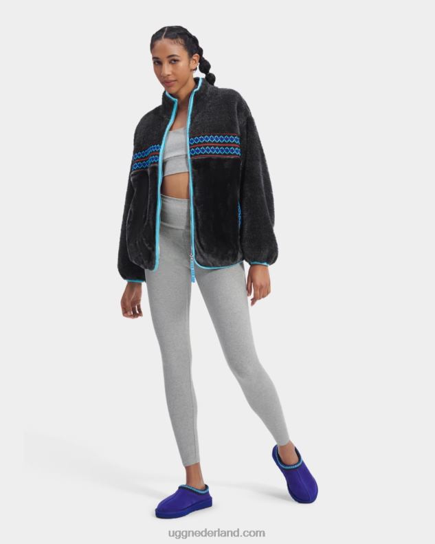 vrouwen zwarte erfgoedvlecht UGG marlene sherpa jas erfgoed gevlochten 686ZP2168