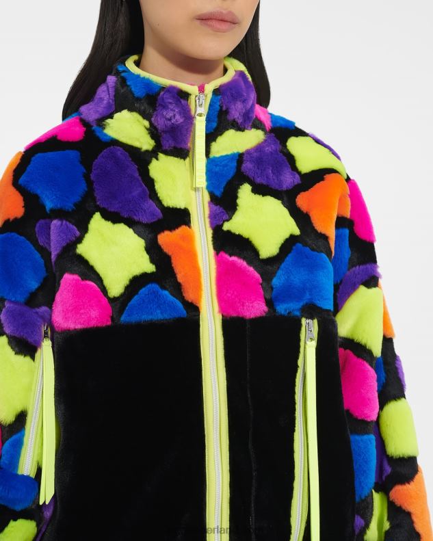 vrouwen zwarte feestplekken UGG marlene sherpa jas multi 686ZP181