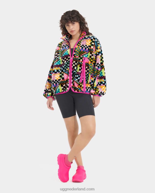 vrouwen zwarte multi-cheques UGG marlene jack met ruitjesprint van imitatiebont 686ZP182