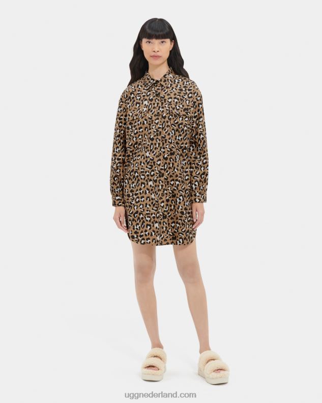 vrouwen luipaard print UGG addley oversized overhemdjurk 686ZP1147