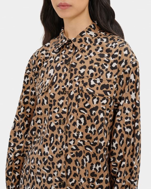 vrouwen luipaard print UGG addley oversized overhemdjurk 686ZP1147