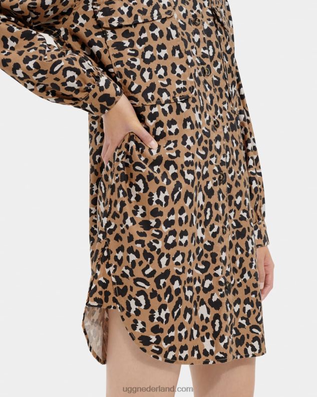 vrouwen luipaard print UGG addley oversized overhemdjurk 686ZP1147