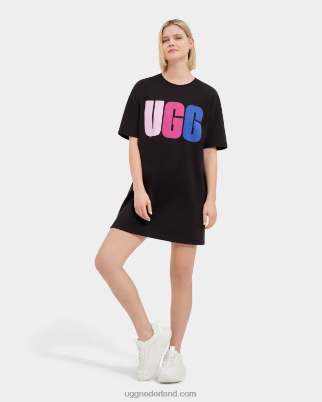 vrouwen zwart UGG T-shirtjurk met alayah-logo 686ZP2062
