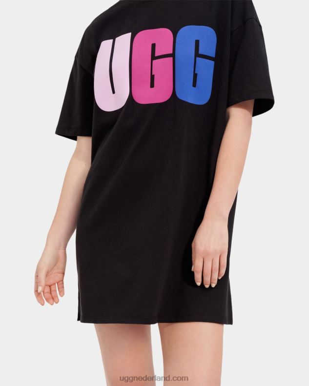 vrouwen zwart UGG T-shirtjurk met alayah-logo 686ZP2062