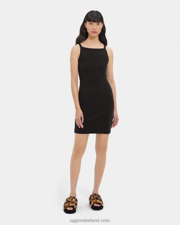 vrouwen zwart UGG hatchell geribbelde jurk 686ZP1315