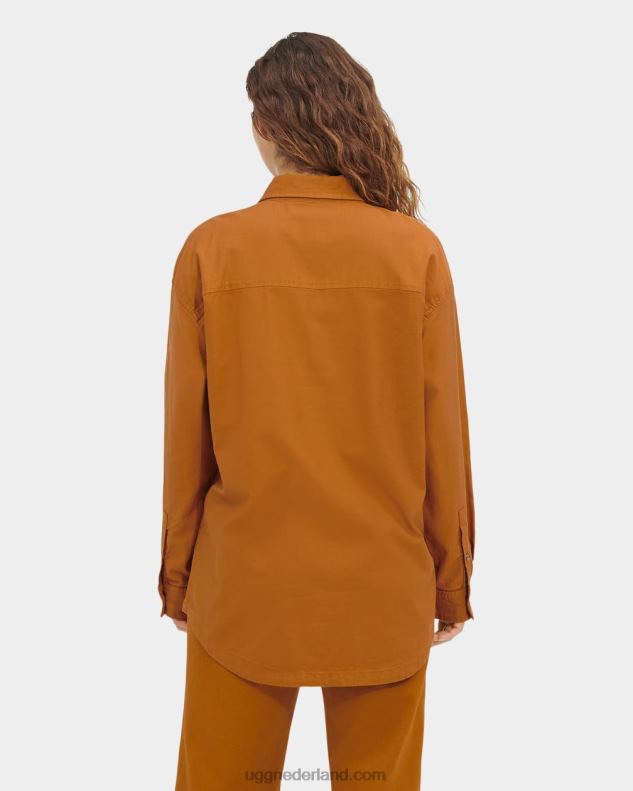 vrouwen bruine mosterd UGG kimya shirt met lange mouwen 686ZP1303