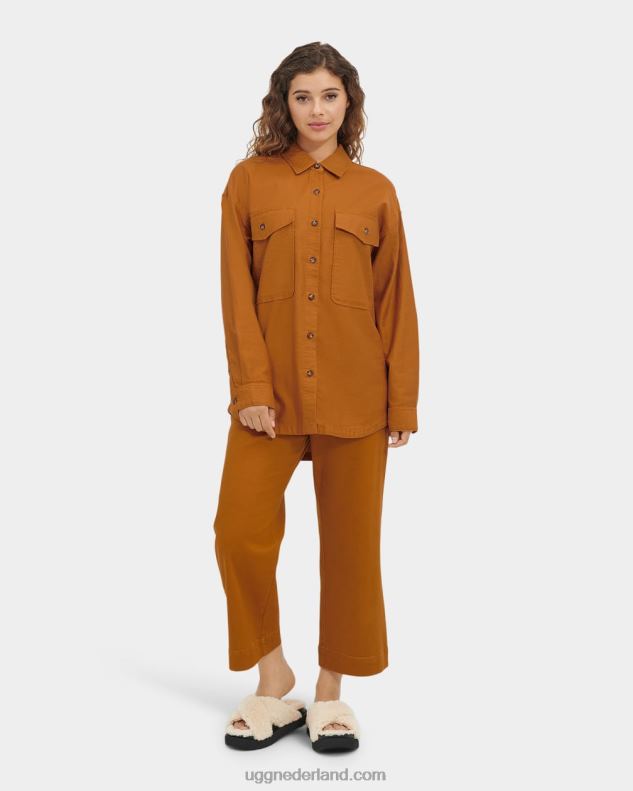 vrouwen bruine mosterd UGG kimya shirt met lange mouwen 686ZP1303