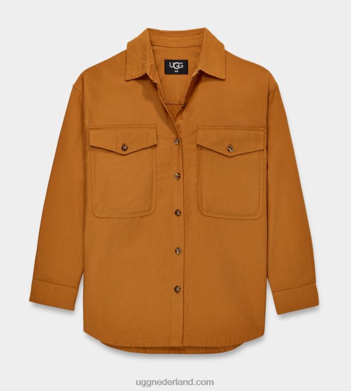 vrouwen bruine mosterd UGG kimya shirt met lange mouwen 686ZP1303