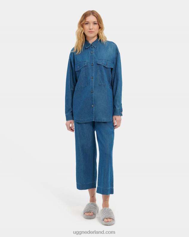 vrouwen denim UGG kimya shirt met lange mouwen 686ZP92