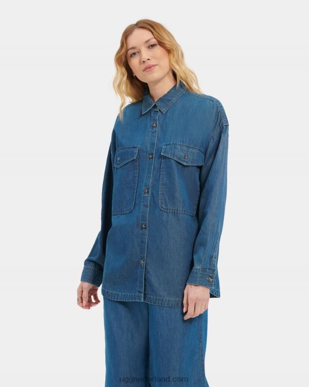 vrouwen denim UGG kimya shirt met lange mouwen 686ZP92