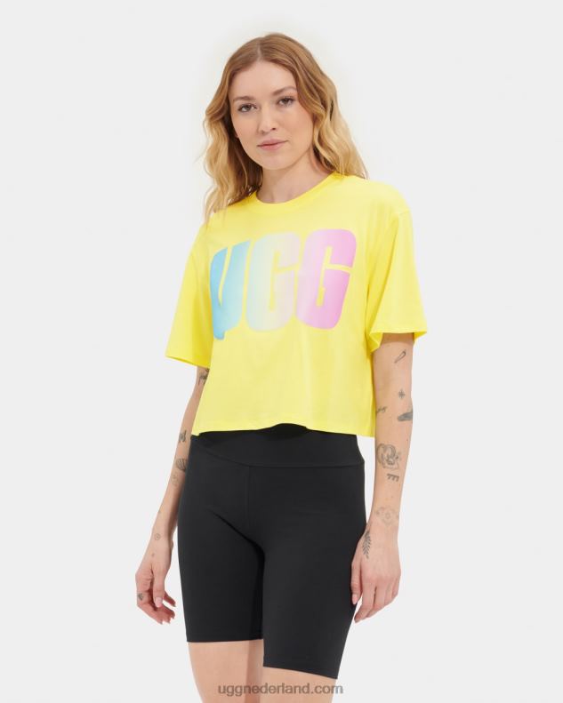 vrouwen elfachtig geel UGG pattie cropped T-shirt met logo 686ZP1256