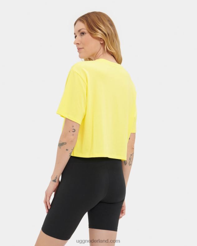 vrouwen elfachtig geel UGG pattie cropped T-shirt met logo 686ZP1256